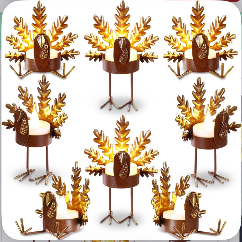 Festive Turkey Tea Light Holders - Set of 6